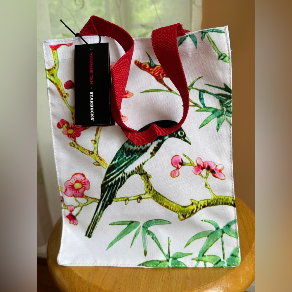 Starbucks Vivienne Tam Tote Bag Canvas Bird Flower Limited Edition